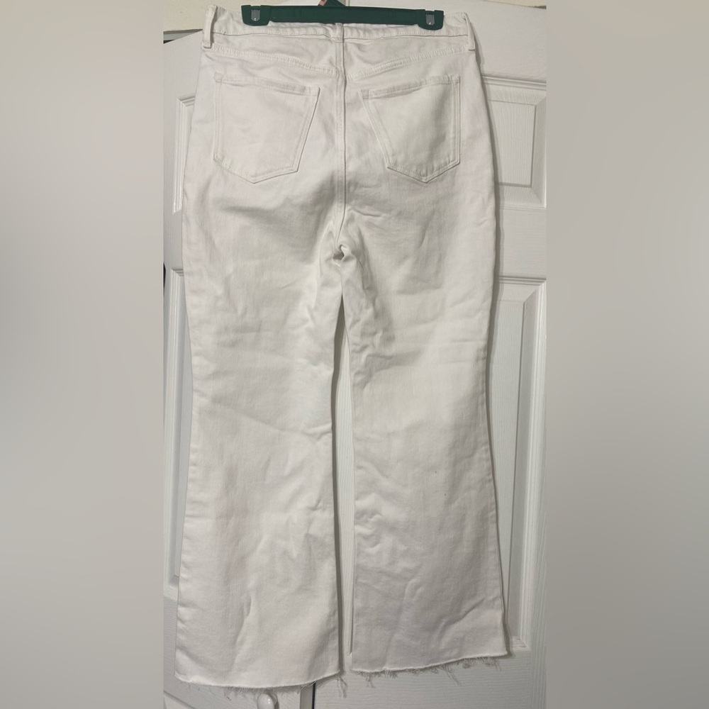 NWT Old Navy Calla Lily 451 white high rise Wide-Leg Pants raw hem size 10 - Picture 2 of 7